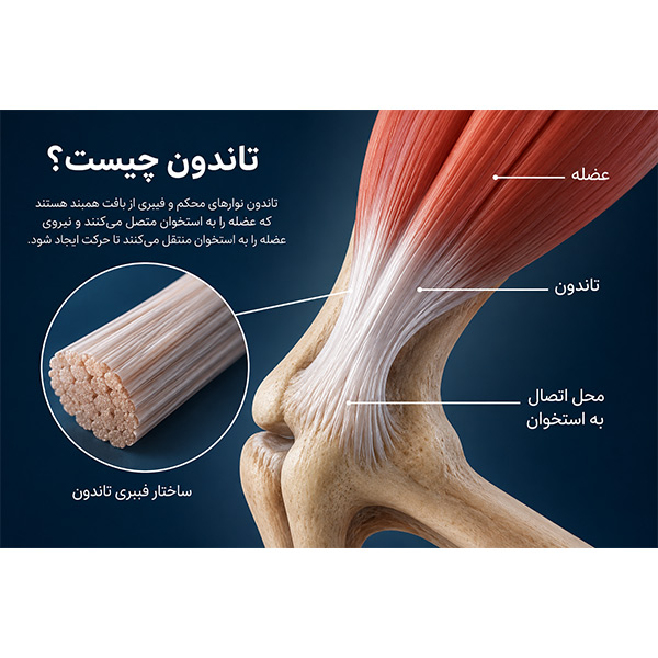 تاندون آشیل پا و محل اتصال آن به استخوان پاشنه در نمای آناتومی
